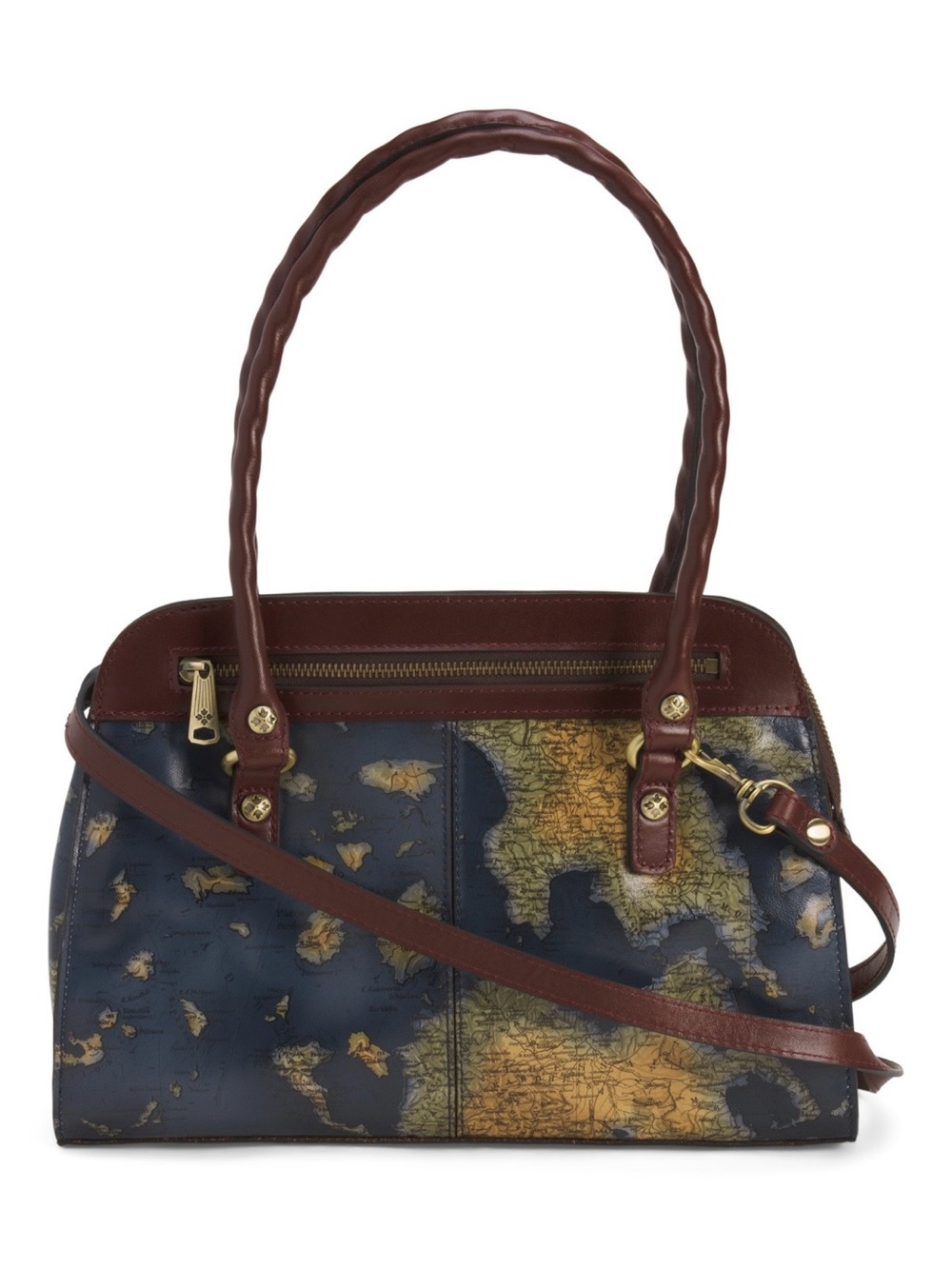 Patricia Nash Navy & Brown Vintage Map Satchel